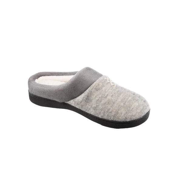 NEW ISOTONER women's marisol microsuede hoodback slipper in heather - Picture 1 of 3